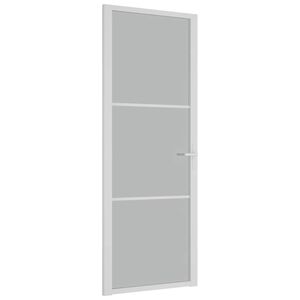 vidaXL Notranja vrata 76x201,5 cm Bela mat steklo in aluminij