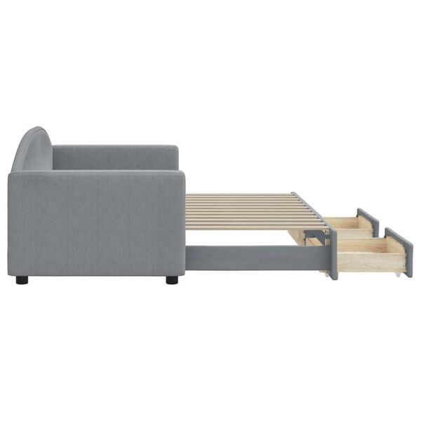 vidaXL Izvlečna dnevna postelja s predali svetlo siva 80x200 cm blago