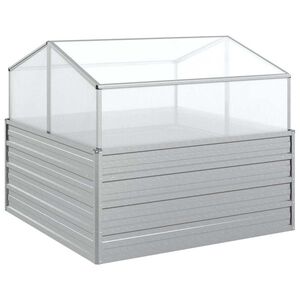 vidaXL Visoka greda z rastlinjakom 100x100x85 cm srebrna