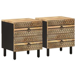 vidaXL Nočna omarica 2 kosa črna 40x33,5x46 cm trden mangov les
