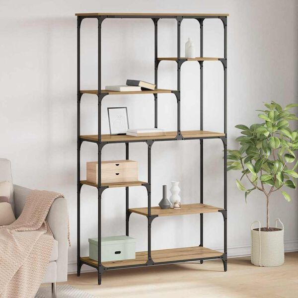 vidaXL Knjižna polica Umetni hrast 99 x 35,5 x 176 cm Konstruiran les