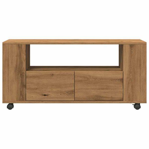 vidaXL TV omarica s kolesi artisan hrast 102x34,5x43 cm inženirski les