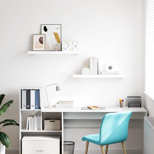 vidaXL Lebdeče police 2 kosa visok sijaj bele 80x23,5x3,8 cm MDF