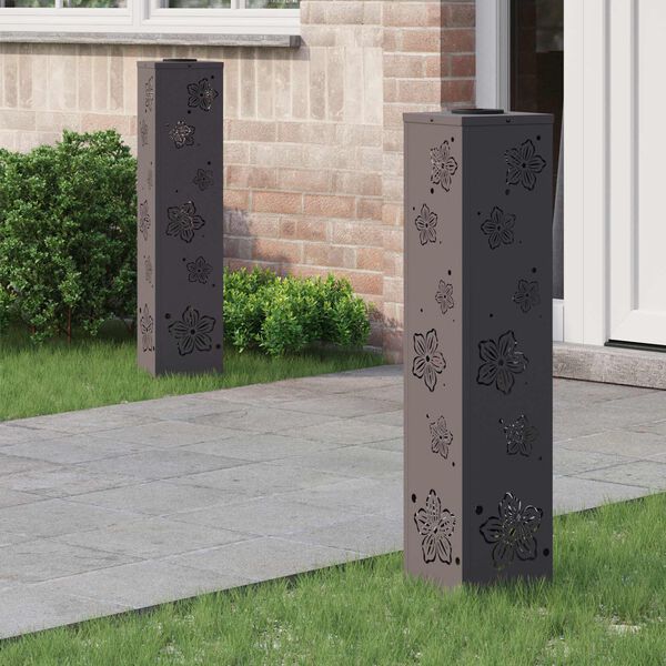 vidaXL Solarno LED svetilo za pot 2 pcs Črna Medenina