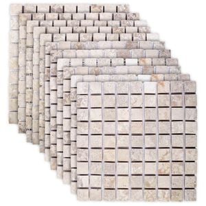 vidaXL Mozaik plo&scaron;čice Krem 30 x 30 cm Marmor