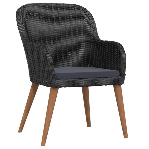 vidaXL Vrtna jedilna garnitura 5-delna z blazinami črna