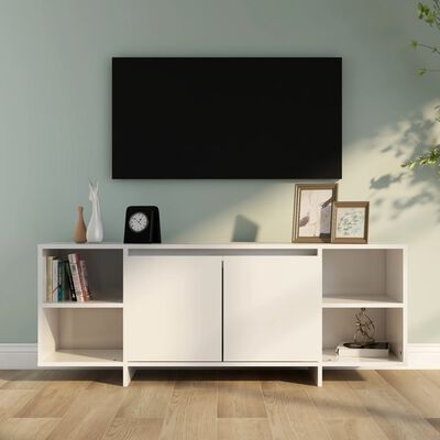 vidaXL TV omarica visok sijaj bela 130x35x50 cm iverna plošča