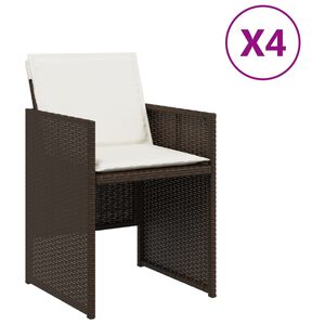 vidaXL Vrtni stoli z blazinami 4 kosi rjav poli ratan