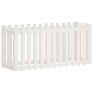 vidaXL Vrtna visoka greda z ograjico bela 150x50x70 cm trdna borovina