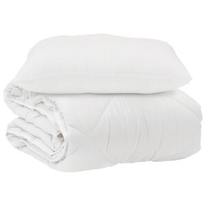 vidaXL Odeja z blazino 2 pcs Bela Mikrovlakna