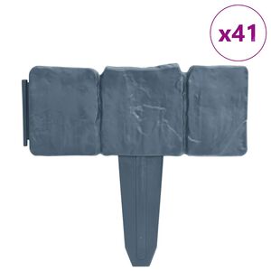 vidaXL Plastična vrtna ograja videz kamna 41 kosov 10 m