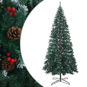 vidaXL Umestno božično drevo 400 cm PVC in jeklo Zelena in Bela
