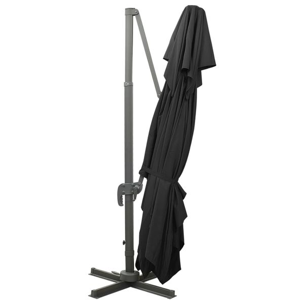 vidaXL Konzolni vrtni senčnik z dvojno streho črne barve 400 x 300 cm