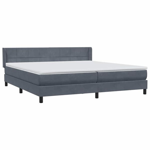 vidaXL Box spring postelja z vzmetnico temno siva 180x210 cm žamet