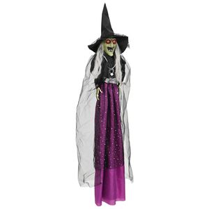 vidaXL Halloween viseča čarovnica SPOOKA Vijolična 30 x 133 cm