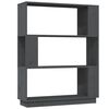 vidaXL Knjižna omara/pregrada siva 80x25x101 cm trdna borovina