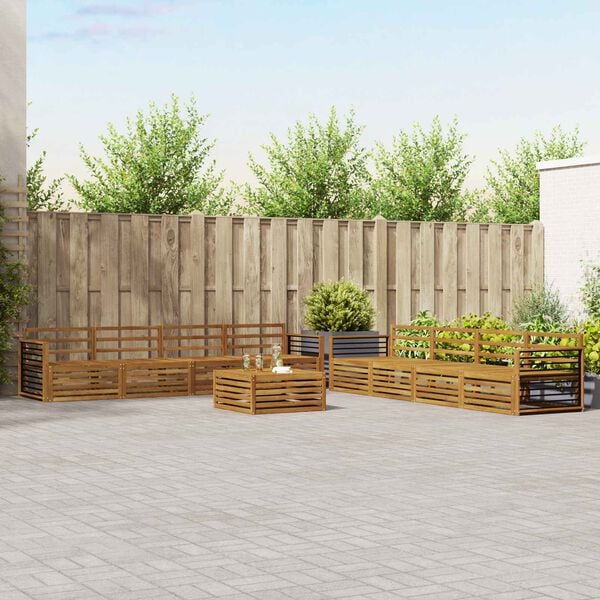 vidaXL Zunanja garnitura za sedenje 9 pcs Naravna