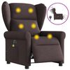 vidaXL Električni masažni naslanjač temno rjavo blago