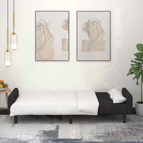 vidaXL Kavč dvosed z ležiščem črn žamet