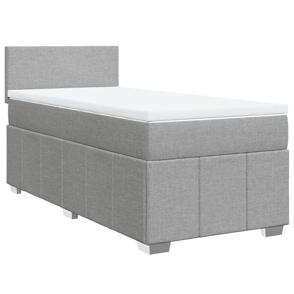 vidaXL Box spring postelja z vzmetnico svetlo siva 90x200 cm blago