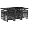 vidaXL Vrtna jedilna garnitura 7-delna z blazinami črna poli ratan