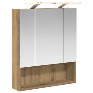 vidaXL Kopalni&scaron;ka ogledalna omara z LED lučmi Oreh 60 x 14.5 x 70 cm