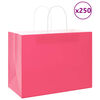 vidaXL Papirnate vrečke 250 kosov z ročaji roza 32x17x25 cm