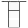 vidaXL Drsna vrata z opremo črna 90x205 cm ESG steklo