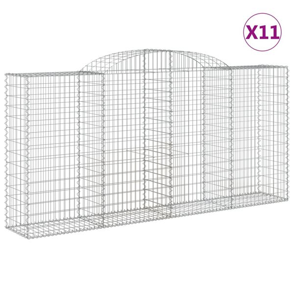 vidaXL Obokane gabion košare 11 kosi 300x50x140/160cm pocinkano železo