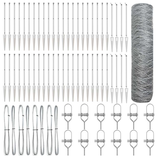 vidaXL Steber ograje. srebrna 100 x 0,4 m (50 mm mreža) Jeklo