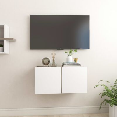 vidaXL Viseča TV omarica bela in sonoma hrast 60x30x30 cm