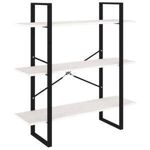 vidaXL Knjižna omara 3-nadstropna bela 100x30x105 cm trdna borovina