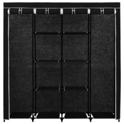 vidaXL Garderobna omara s 4 predelki črna 175x45x170 cm