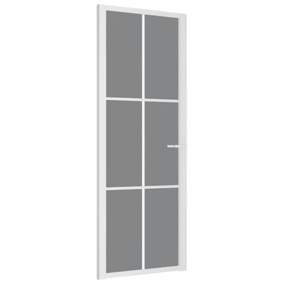 vidaXL Notranja vrata 76x201,5 cm bela ESG steklo in aluminij