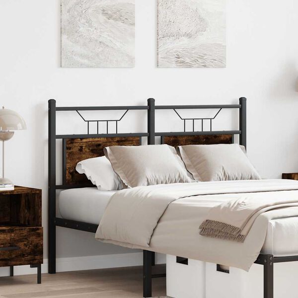 vidaXL Nadomestno vzglavje dimljeni hrast 120 cm inž. les in jeklo