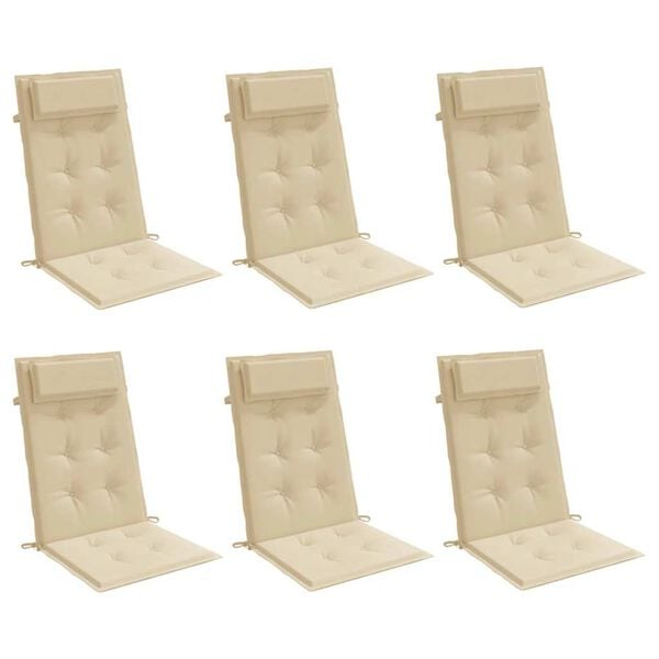 vidaXL Blazine za stole 6 kosov bež oxford tkanina