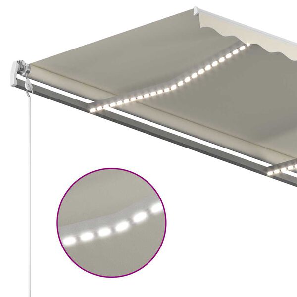 vidaXL Ročno zložljiva tenda z LED lučmi 3x2,5 m krem