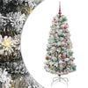 vidaXL Umetno Zložljivo Božično Drevo 150 LED Zelena in Bela 150 cm