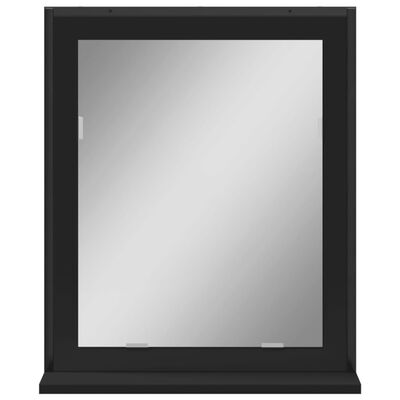vidaXL Kopalniško ogledalo s polico črno 50x12x60 cm inženirski les