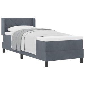 vidaXL Postelja z vzmetnico z vzglavjem Temno siva 200 x 80 cm Žamet