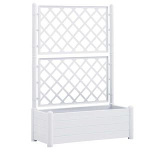 vidaXL Vrtno cvetlično korito z oporno mrežo 100x43x142 cm PP belo