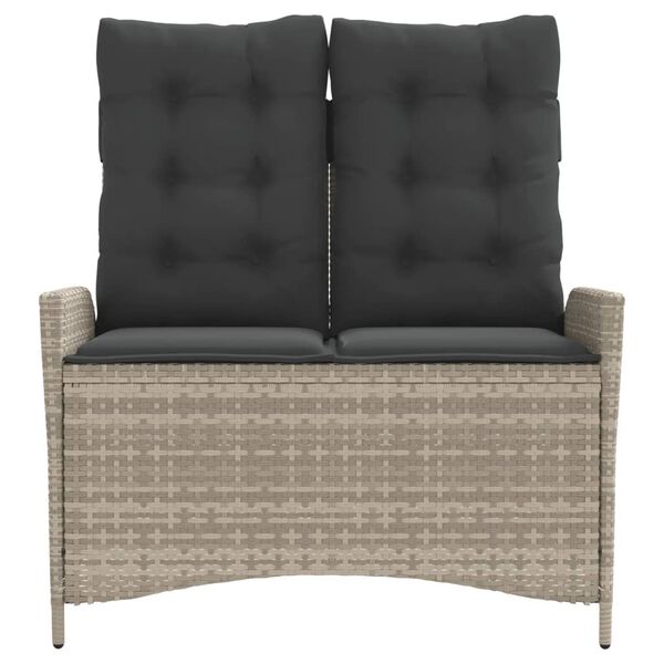 vidaXL Vrtna klop z blazinami svetlo siv poli ratan