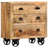 vidaXL Stranska omarica s kolesi 70x40x75 cm trden mangov les