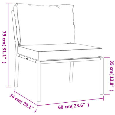 vidaXL Vrtna sedežna garnitura 9-delna s sivimi blazinami jeklo