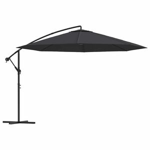 vidaXL Previsni senčnik z jeklenim drogom 350 cm črn