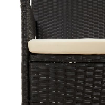 vidaXL Vrtna sedežna garnitura 4-delna z blazinami črn poli ratan