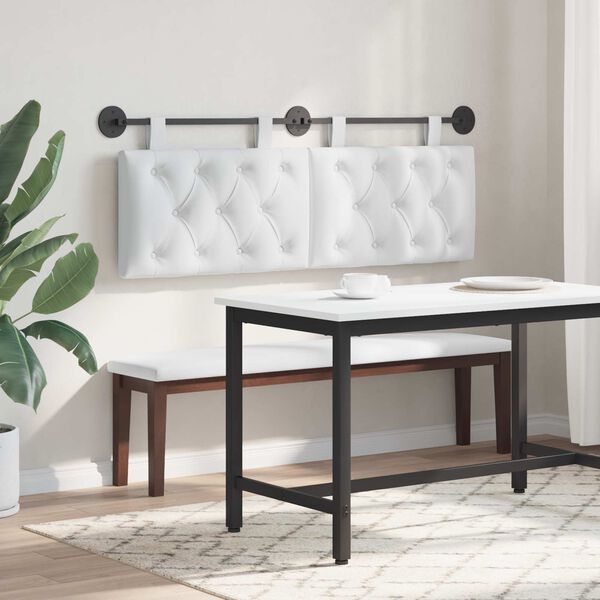 vidaXL Visoki naslon za glavo Bela 130 x 55 x 7 cm blago