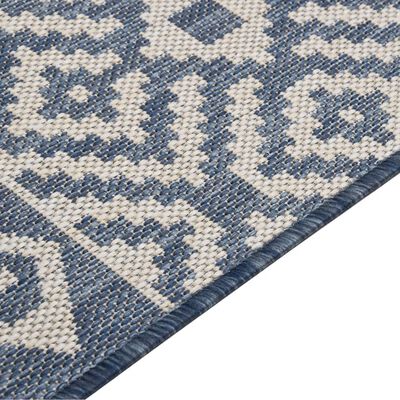 vidaXL Zunanja preproga ploščato tkanje 80x150 cm modre črte