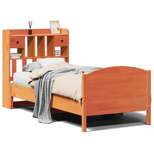 vidaXL Knjižna postelja brez vzmetnice vo&scaron;č. rjava 75x190 cm borovina