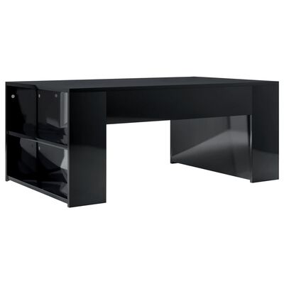 vidaXL Klubska mizica visok sijaj črna 100x60x42 cm iverna plošča